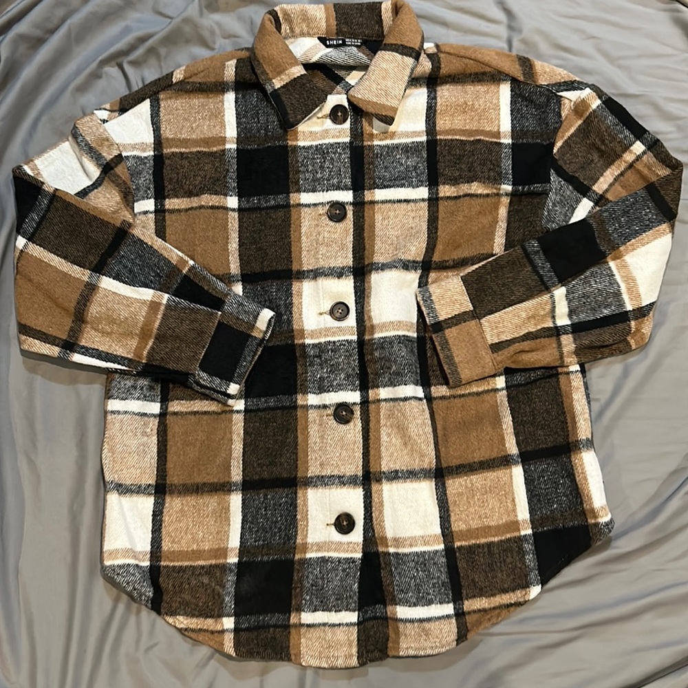 Brown, heavy weight flannel. SHEIN.